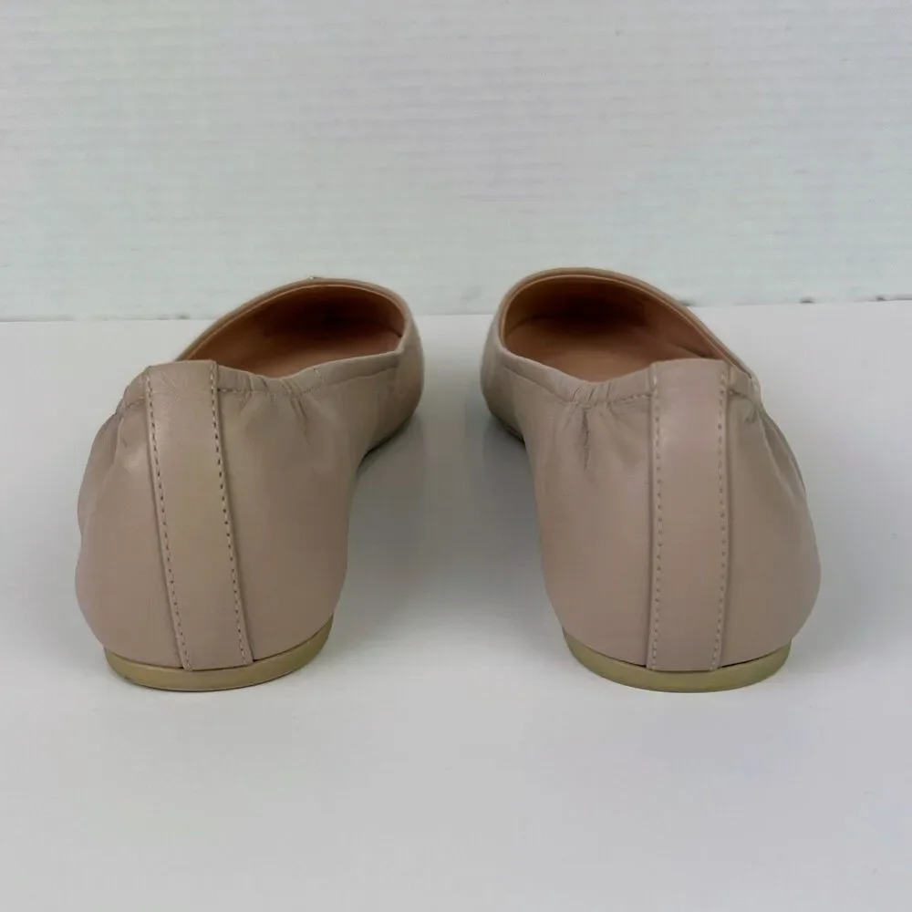 Kate Spade Keaton Ballet Flats Nude Pink Leather Slip on Shoes Neutral Women 8.5